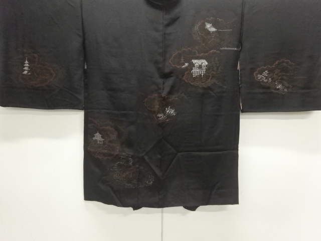 JAPANESE KIMONO / ANTIQUE TAISHO ROMANCE: LACQUER CLOUD / TEMPLE LANDS